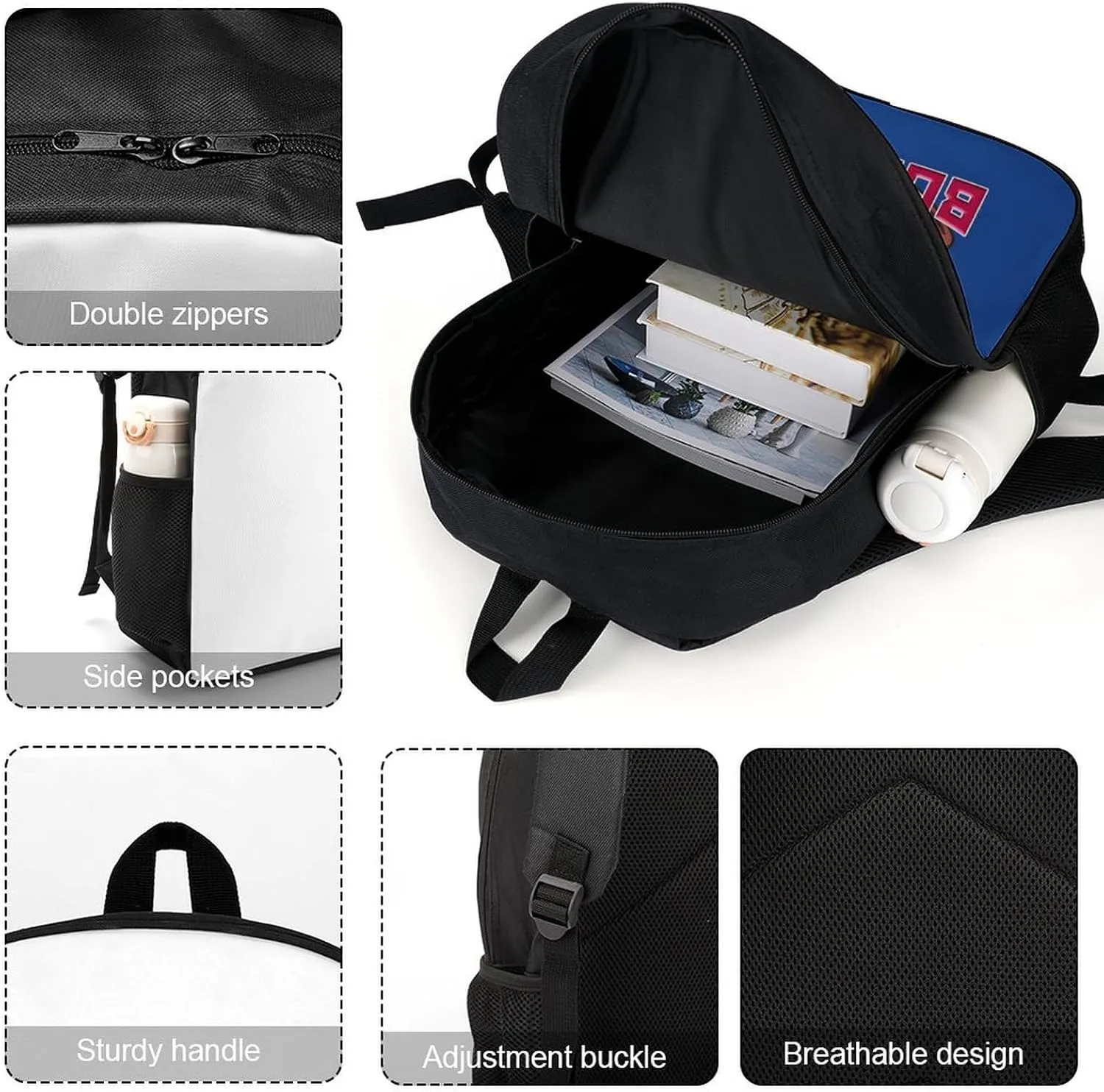 Buffalo Backpack Custom Name Number Laptop Shoulder Bag Bookbag Personalized Sports Gift for Men Women Boy Girl, 17 Inch