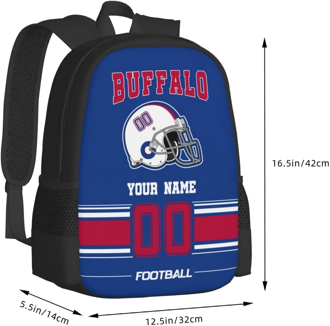 Buffalo Shoulder Backpack for Men Kids, Personalized High Capacity School Backpacks with Name Number Daily Use Laptop Bag Travel Bag