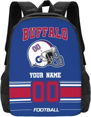 Buffalo Shoulder Backpack for Men Kids, Personalized High Capacity School Backpacks with Name Number Daily Use Laptop Bag Travel Bag