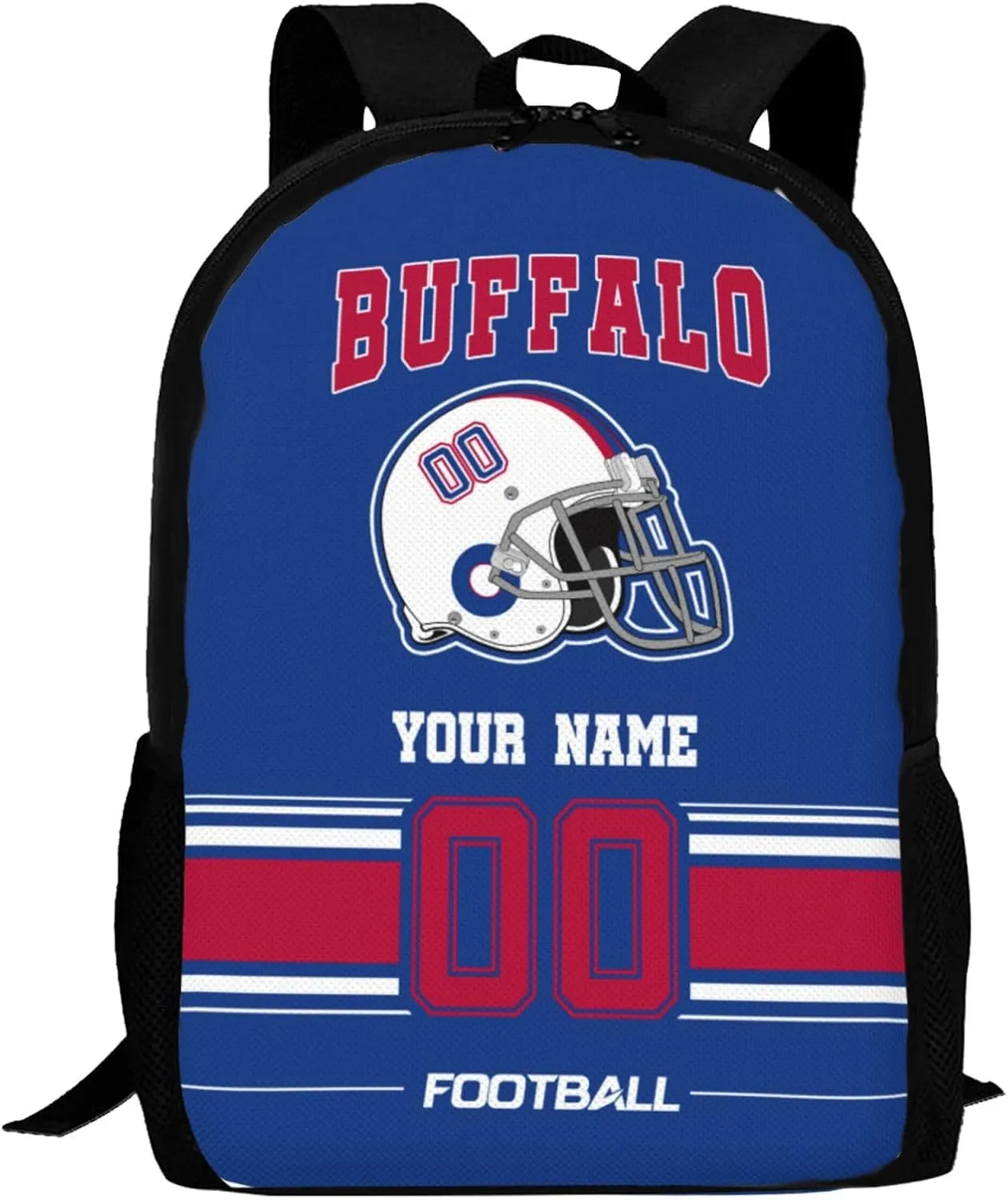 Buffalo Shoulder Backpack for Men Kids, Personalized High Capacity School Backpacks with Name Number Daily Use Laptop Bag Travel Bag