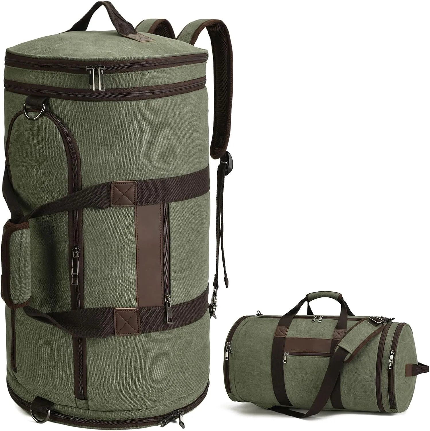 BUG Men Duffle Bag for Travel Canvas Backpack,58L Camping Overnight Bag with Shoes Compartment (Army Green)