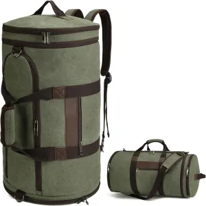 BUG Men Duffle Bag for Travel Canvas Backpack,58L Camping Overnight Bag with Shoes Compartment (Army Green)
