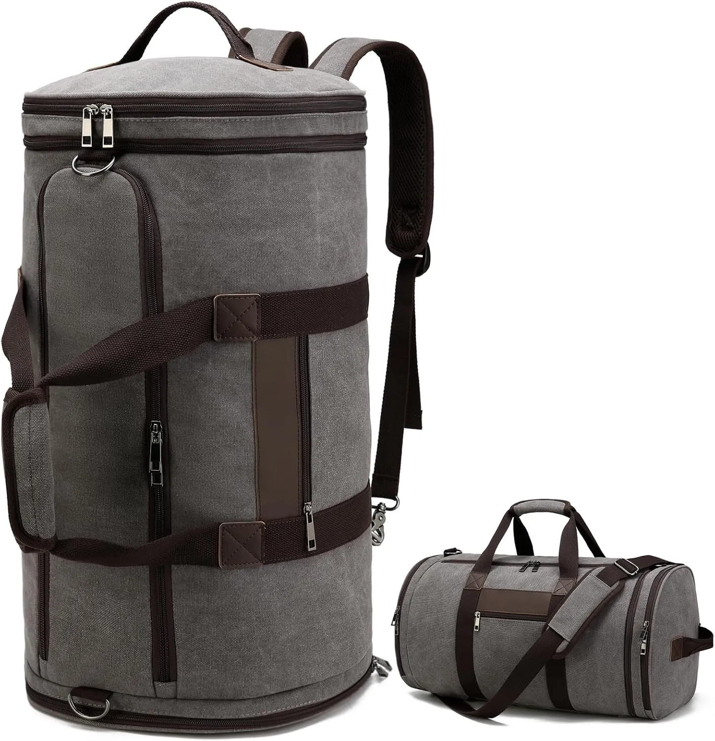 BUG Men Duffle Bag for Travel Canvas Backpack,58L Camping Overnight Bag with Shoes Compartment (Grey)