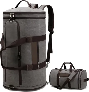 BUG Men Duffle Bag for Travel Canvas Backpack,58L Camping Overnight Bag with Shoes Compartment (Grey)
