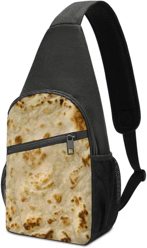 Burritos Giant Tortilla Chest Bag with Mesh Pockets on Both Sides And Main Bag Design