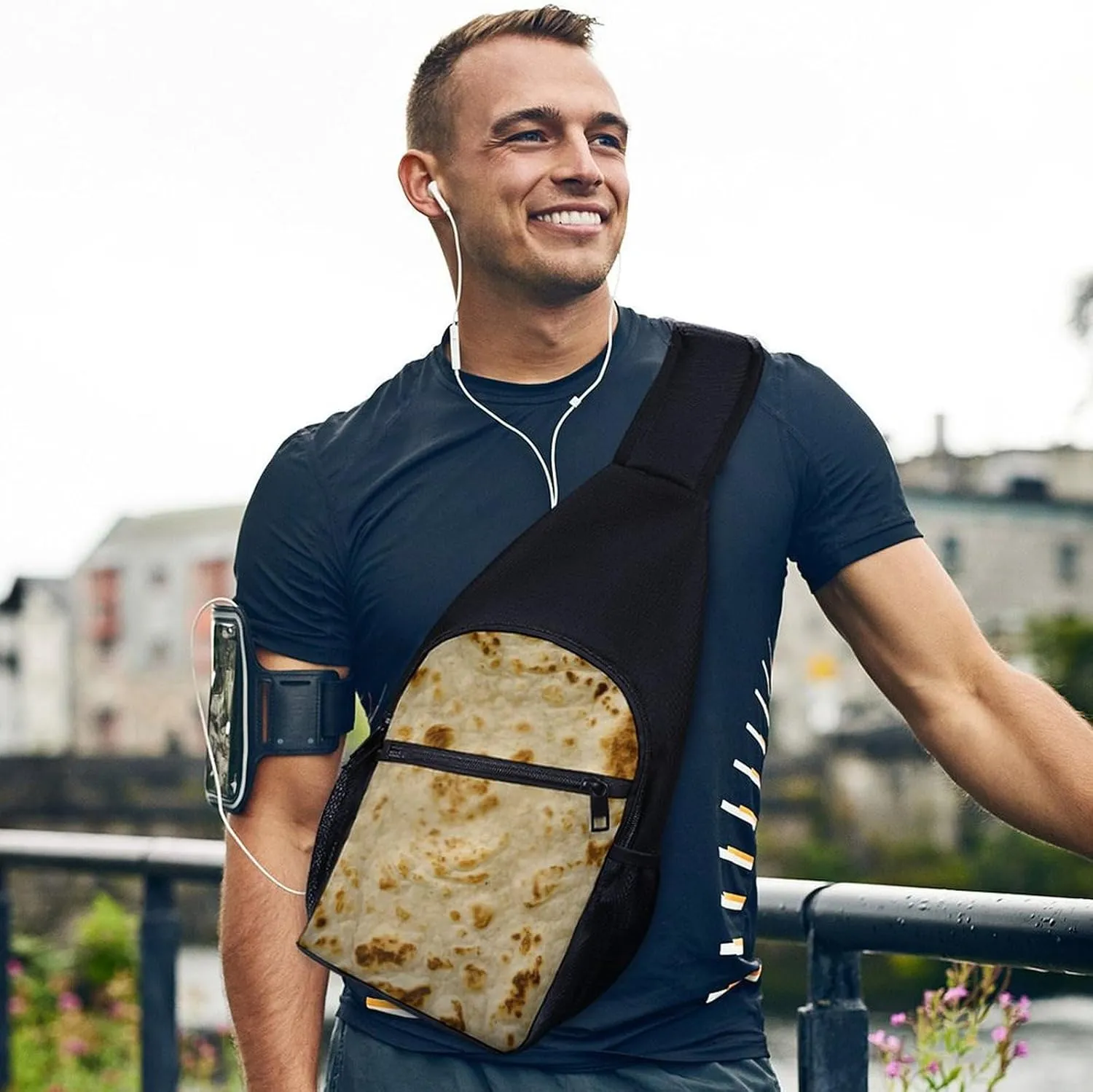 Burritos Giant Tortilla Chest Bag with Mesh Pockets on Both Sides And Main Bag Design