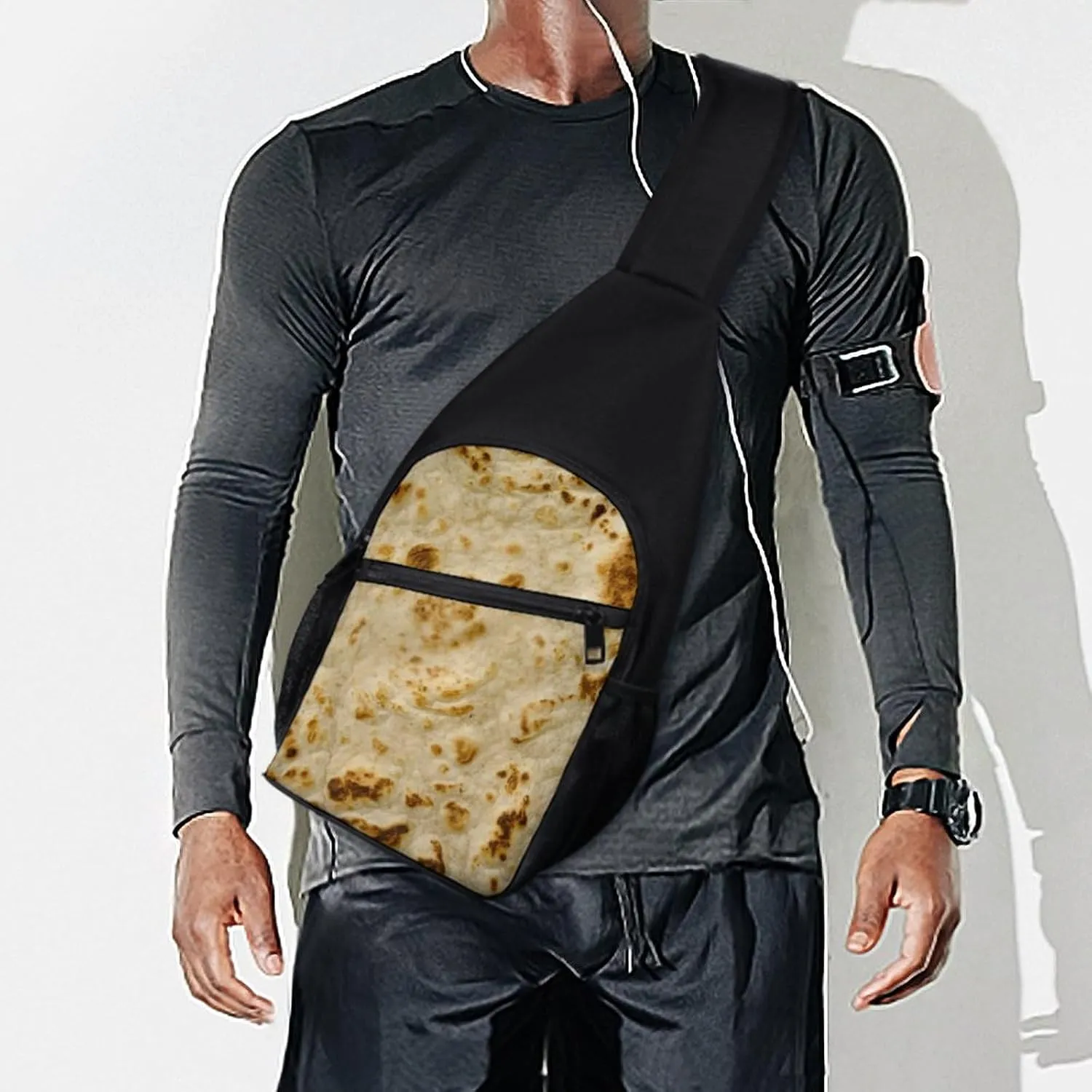 Burritos Giant Tortilla Chest Bag with Mesh Pockets on Both Sides And Main Bag Design