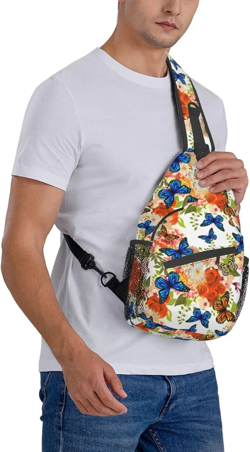 Butterfly Sling Backpack Chest Bag Crossbody Shoulder Bag Gym Cycling Travel Hiking Daypack For Men Women