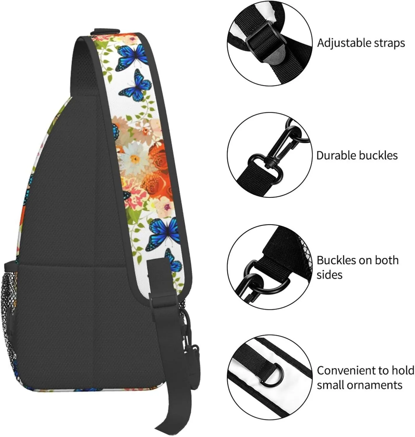 Butterfly Sling Backpack Chest Bag Crossbody Shoulder Bag Gym Cycling Travel Hiking Daypack For Men Women