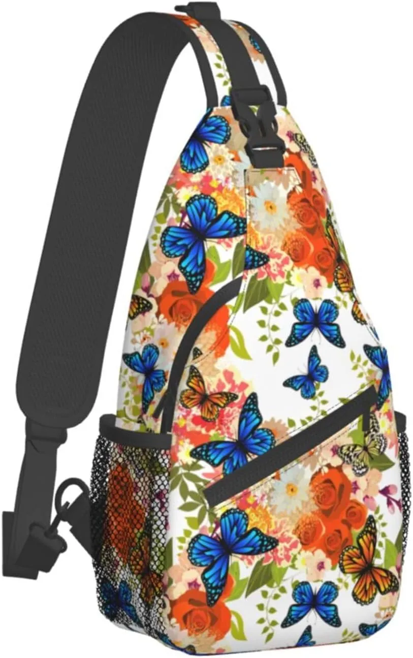 Butterfly Sling Backpack Chest Bag Crossbody Shoulder Bag Gym Cycling Travel Hiking Daypack For Men Women
