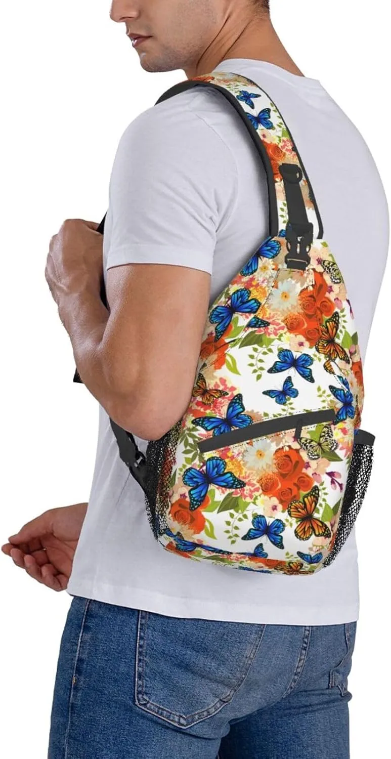 Butterfly Sling Backpack Chest Bag Crossbody Shoulder Bag Gym Cycling Travel Hiking Daypack For Men Women