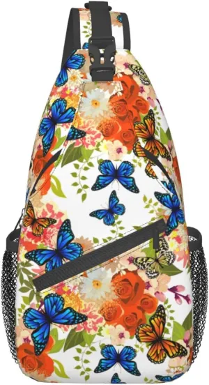 Butterfly Sling Backpack Chest Bag Crossbody Shoulder Bag Gym Cycling Travel Hiking Daypack For Men Women