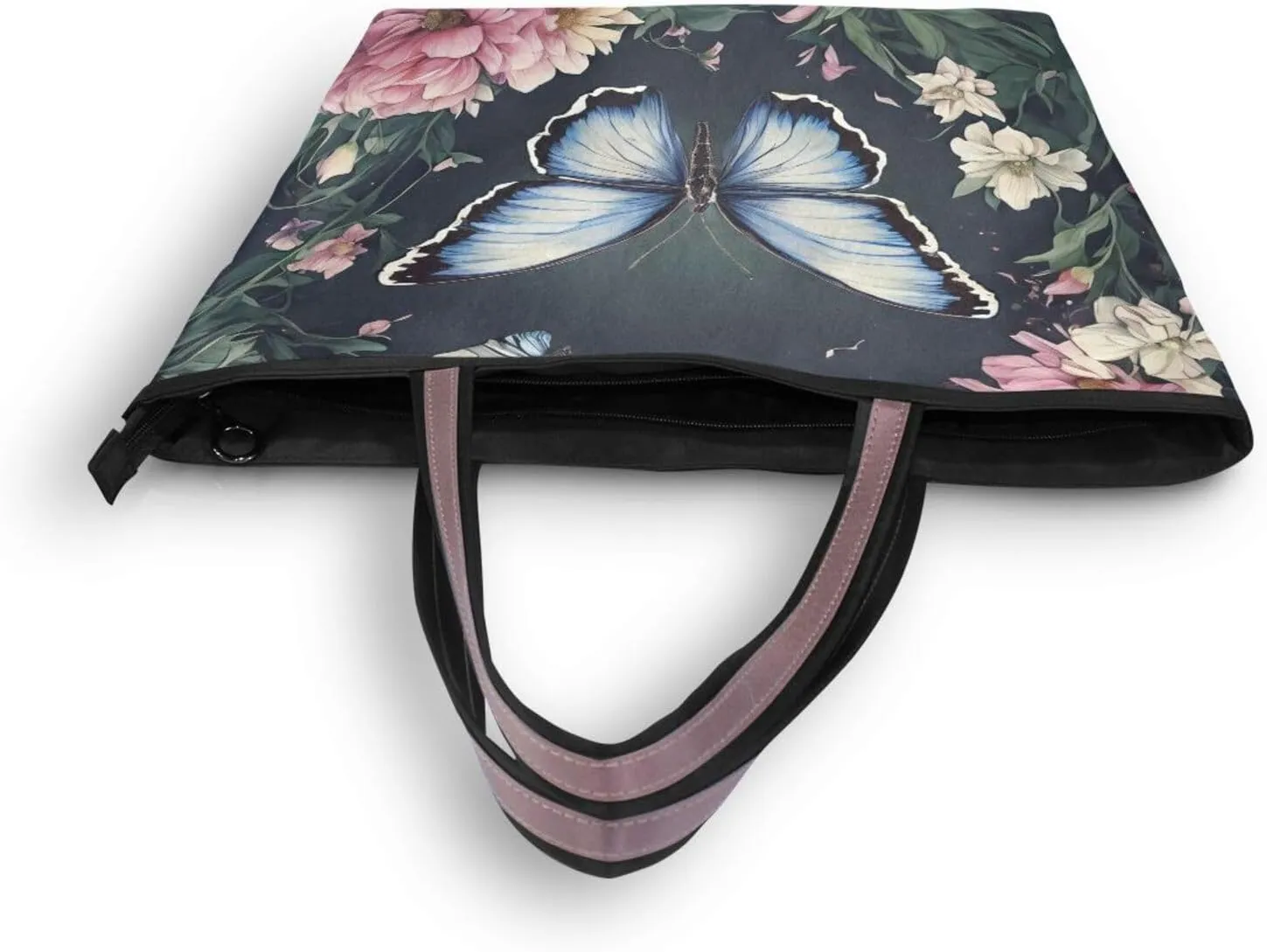 Butterfly Tote Bags for Women Purses and Ladies Work Handbags Medium 2 Size Shoulder Bags with Zipper Pockets
