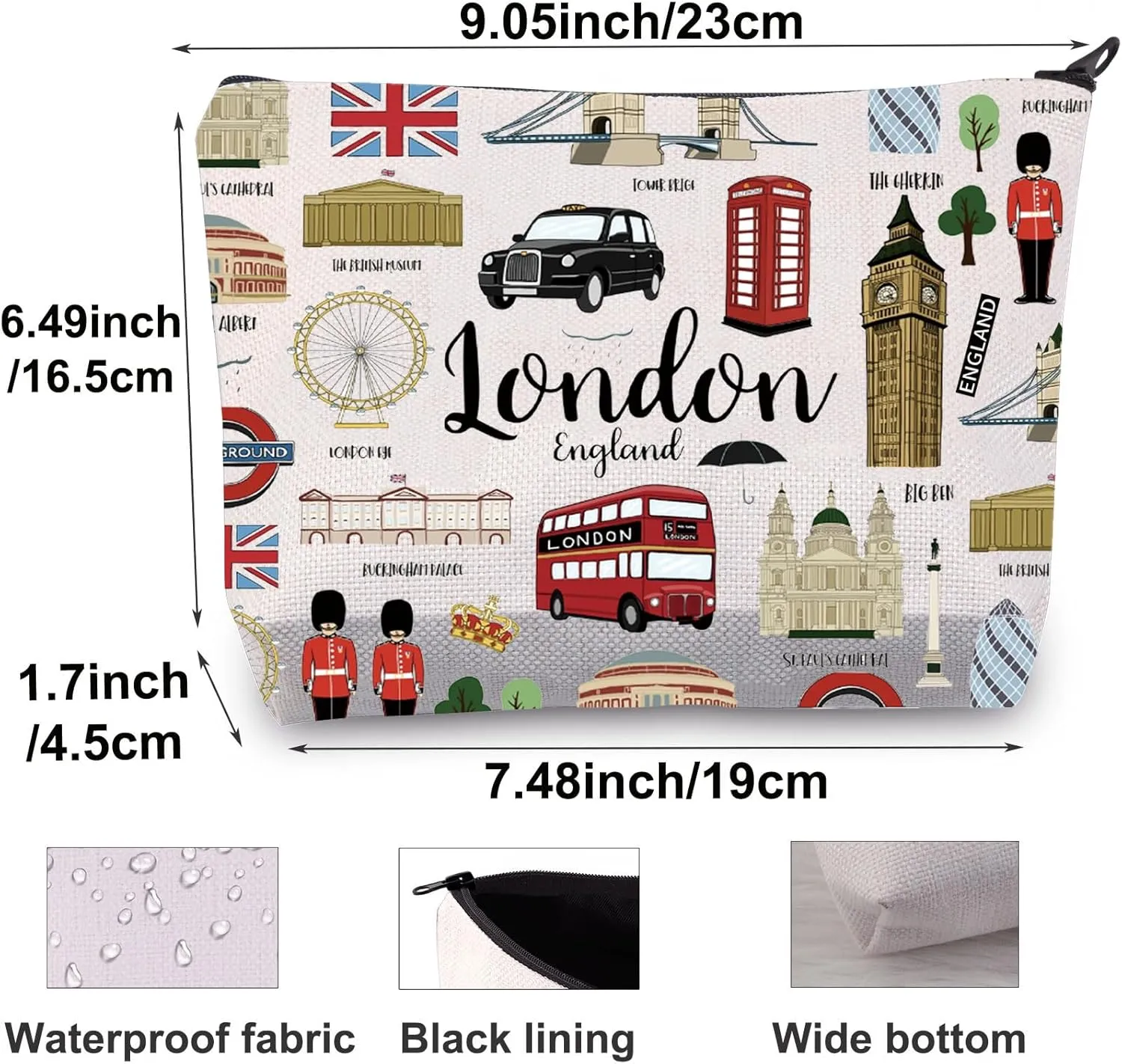 BWKTOP London Canvas Tote Bag - London Souvenirs Gifts - Shoulder & Travel Bag