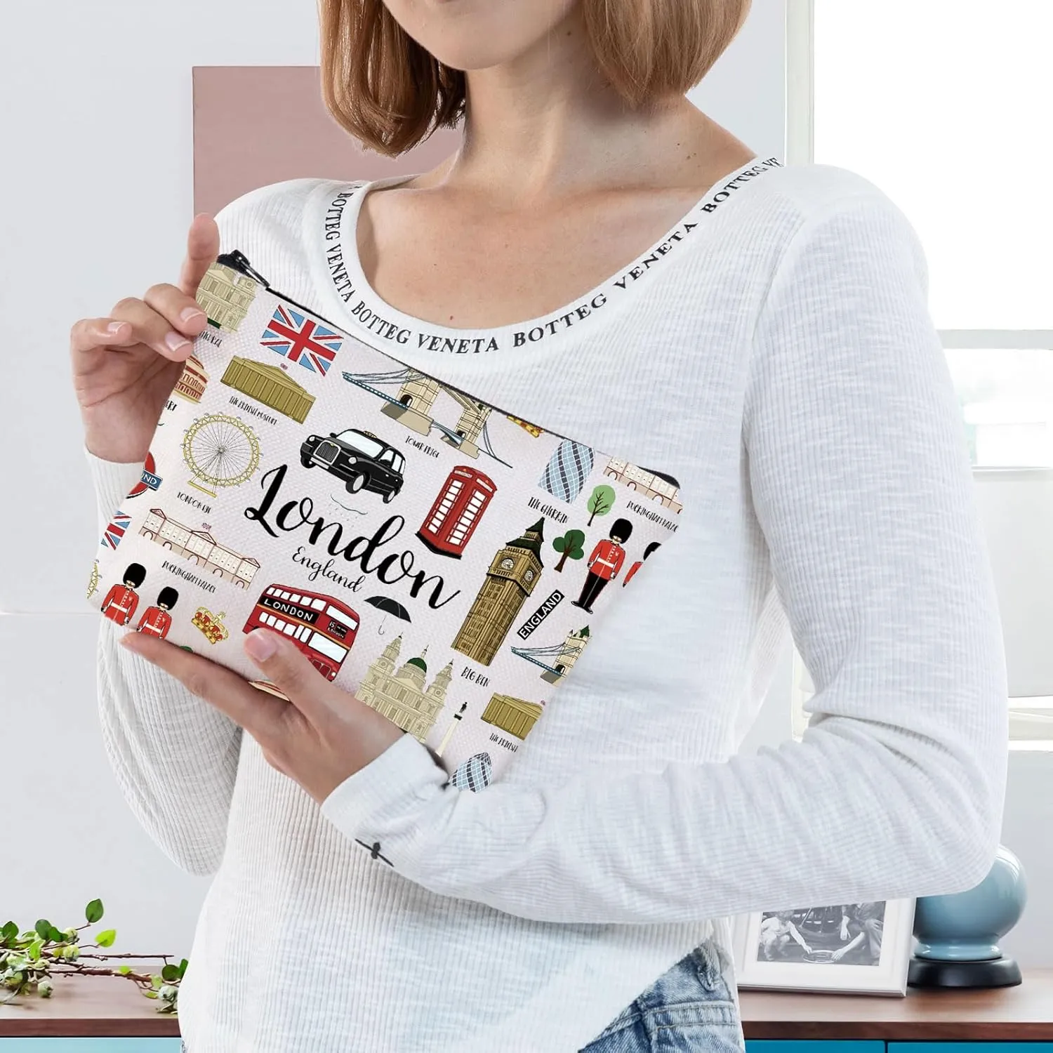 BWKTOP London Canvas Tote Bag - London Souvenirs Gifts - Shoulder & Travel Bag