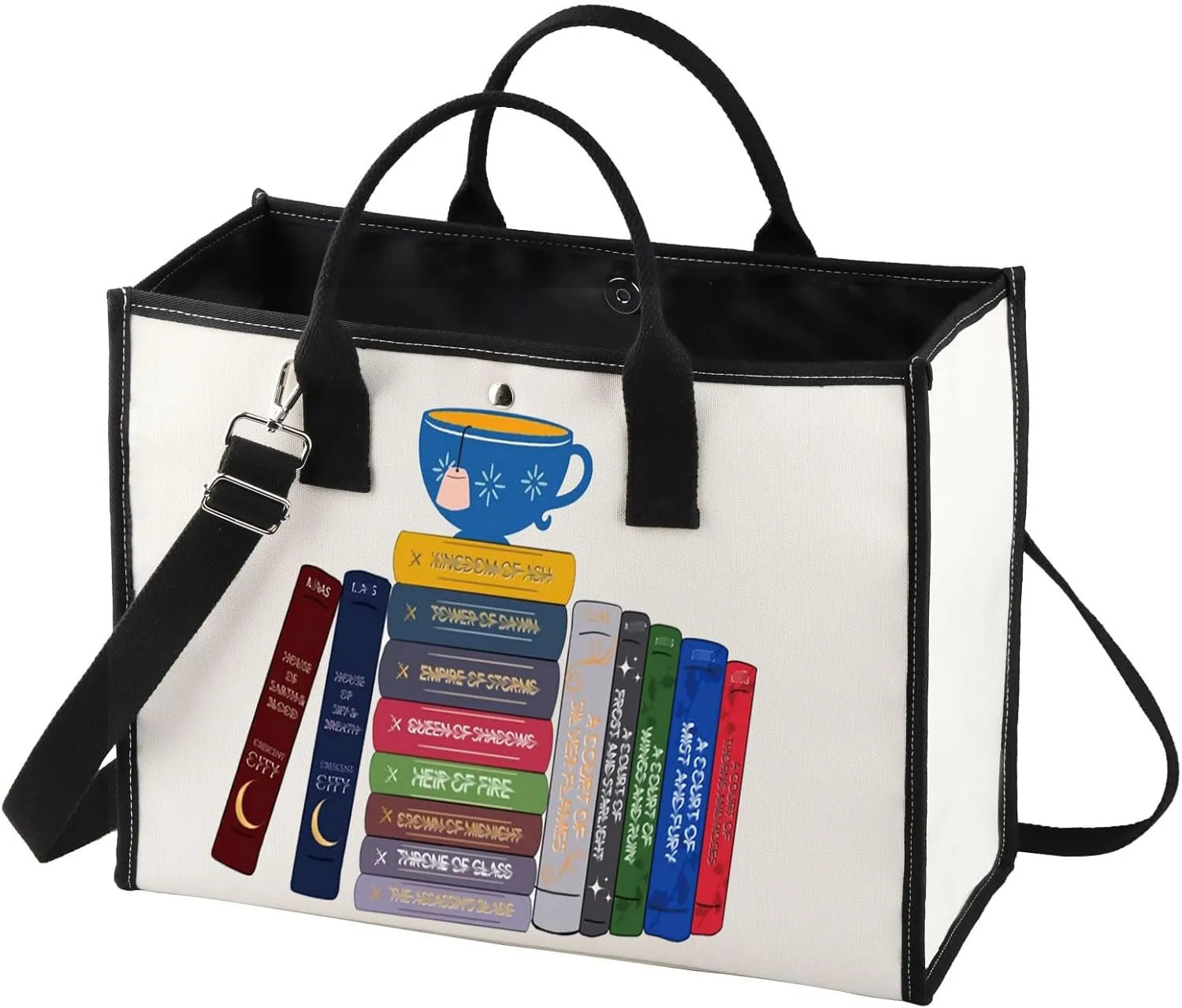 BWWKTOP Bookworm Canvas Tote Bag Night Book Gifts Readers Shoulder Bag Bookish Merchandise