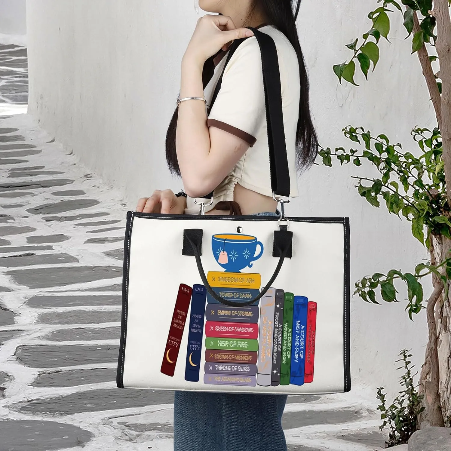 BWWKTOP Bookworm Canvas Tote Bag Night Book Gifts Readers Shoulder Bag Bookish Merchandise