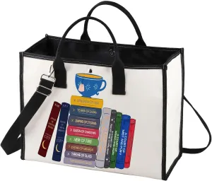 BWWKTOP Bookworm Canvas Tote Bag Night Book Gifts Readers Shoulder Bag Bookish Merchandise