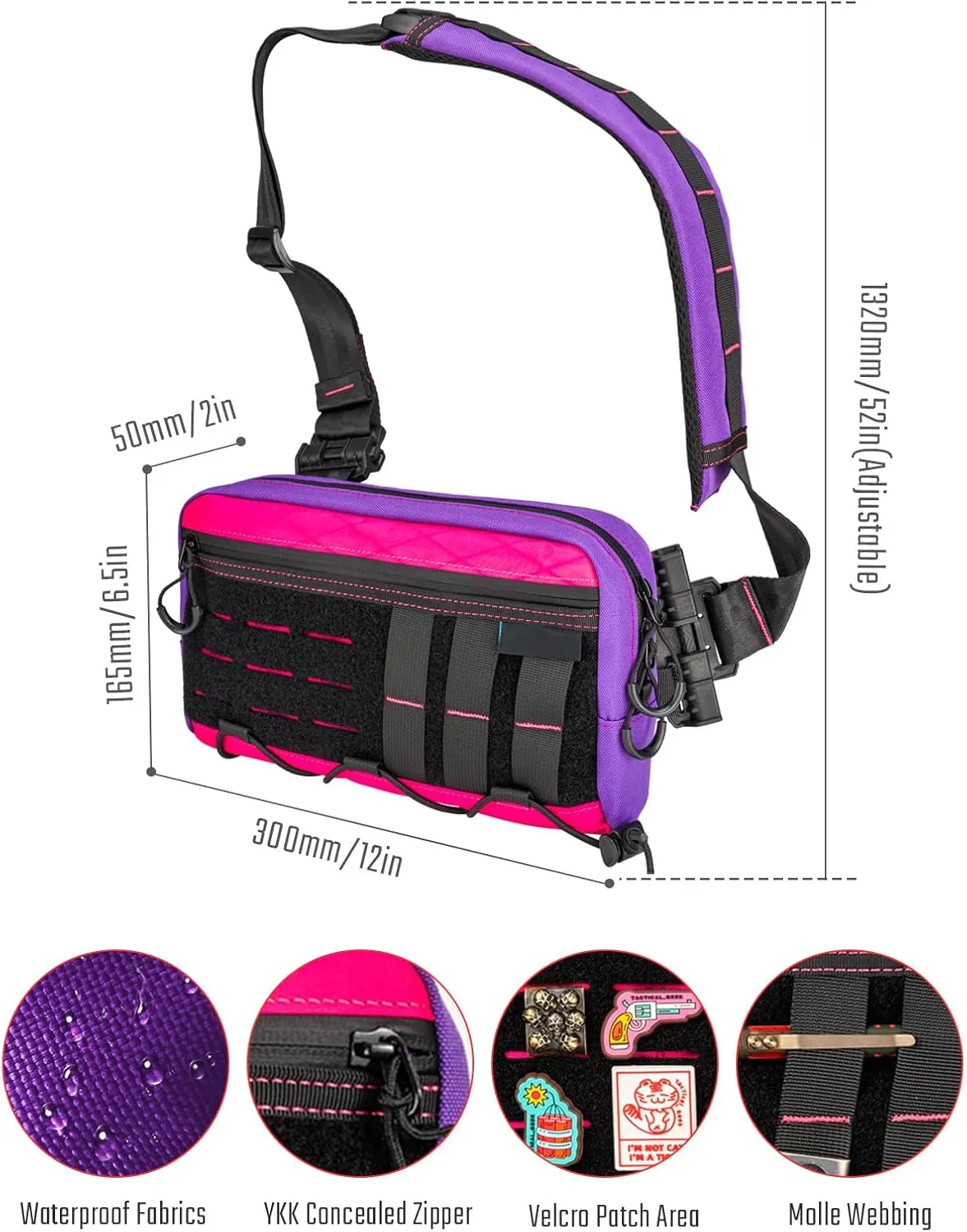 Cache L3 Purple Crossbody Shoulder Bag, Men Multipurpose Sling Bag, Chest Backpack Casual Shoulder for Daily Carry