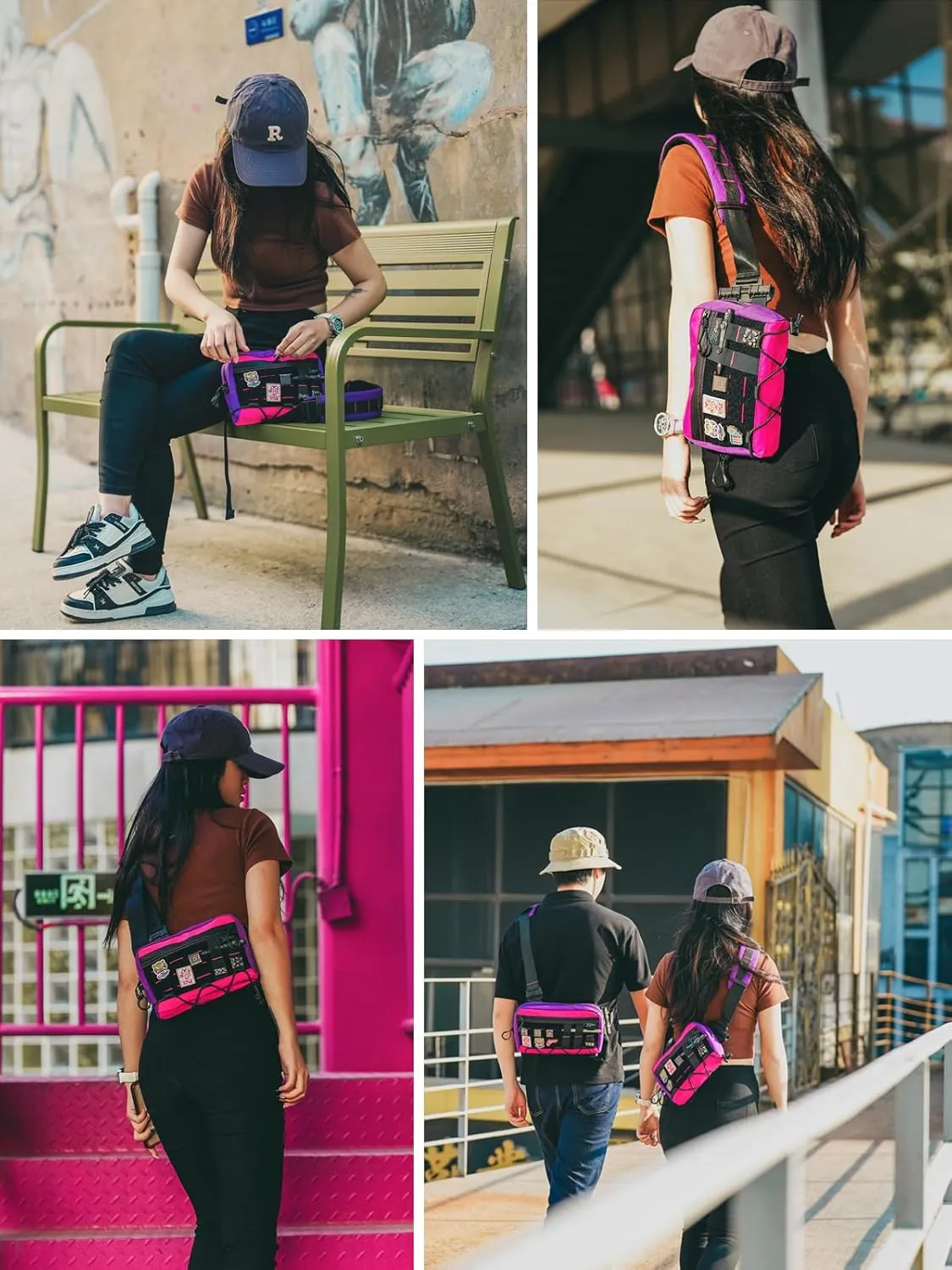 Cache L3 Purple Crossbody Shoulder Bag, Men Multipurpose Sling Bag, Chest Backpack Casual Shoulder for Daily Carry