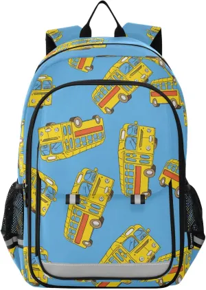 Caikeny Kids Backpack Bus Cartoon School Backpacks Blue School Bags Shoulder BookBags Elemetary for Boys Girls Students