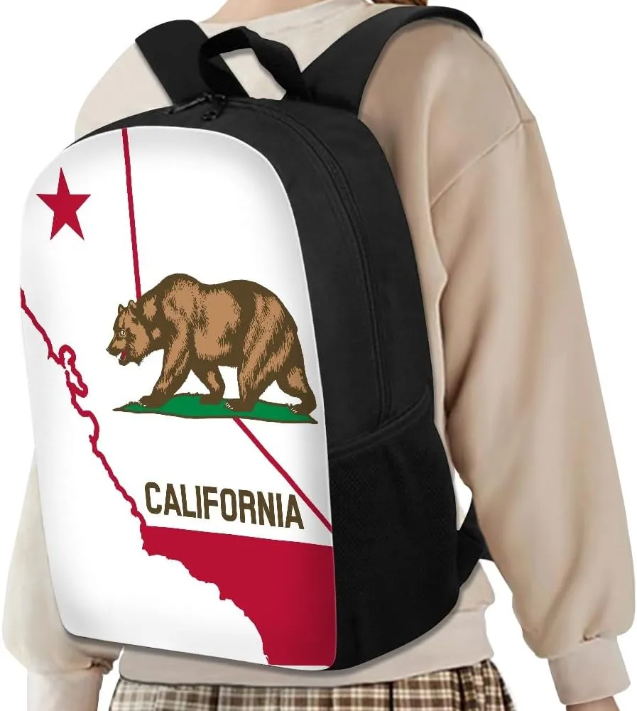 California State Map School Backpack For Girls Boys Kids,Lightweight Elementary Student Bookbag Perfect for Back to School