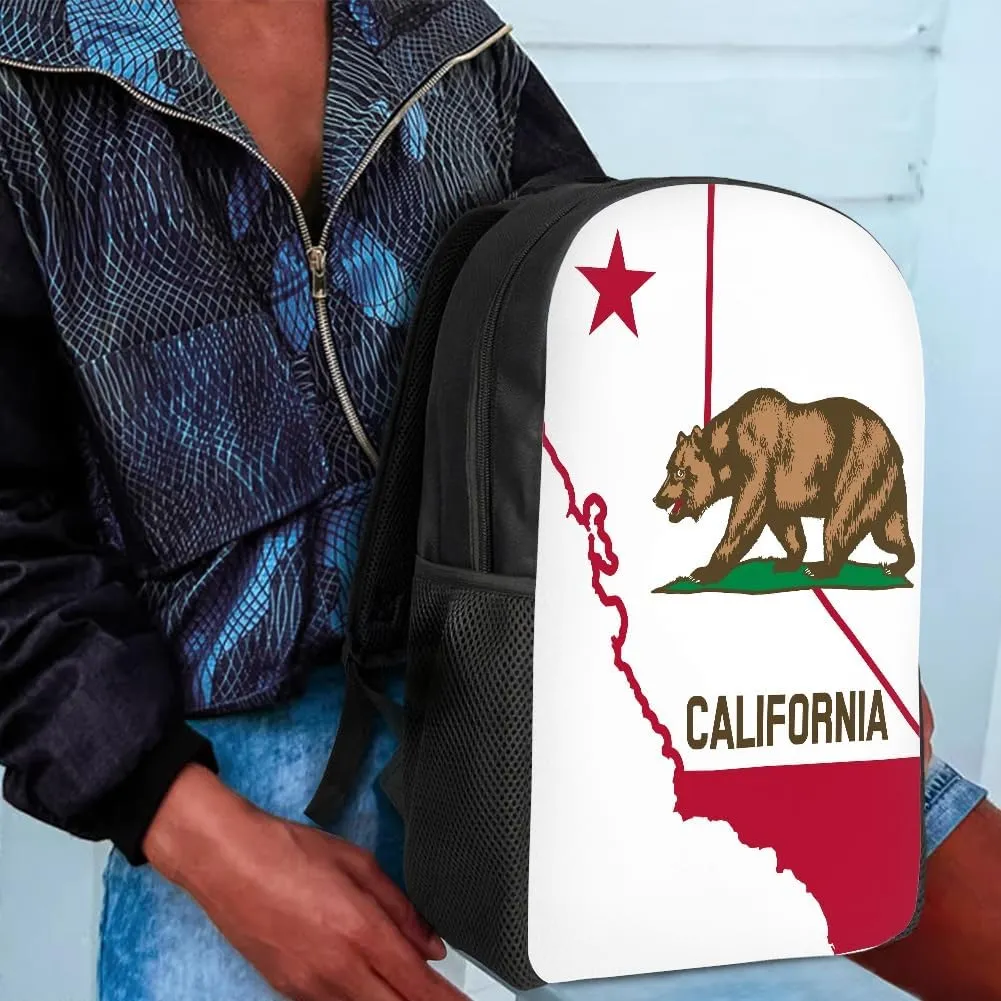 California State Map School Backpack For Girls Boys Kids,Lightweight Elementary Student Bookbag Perfect for Back to School