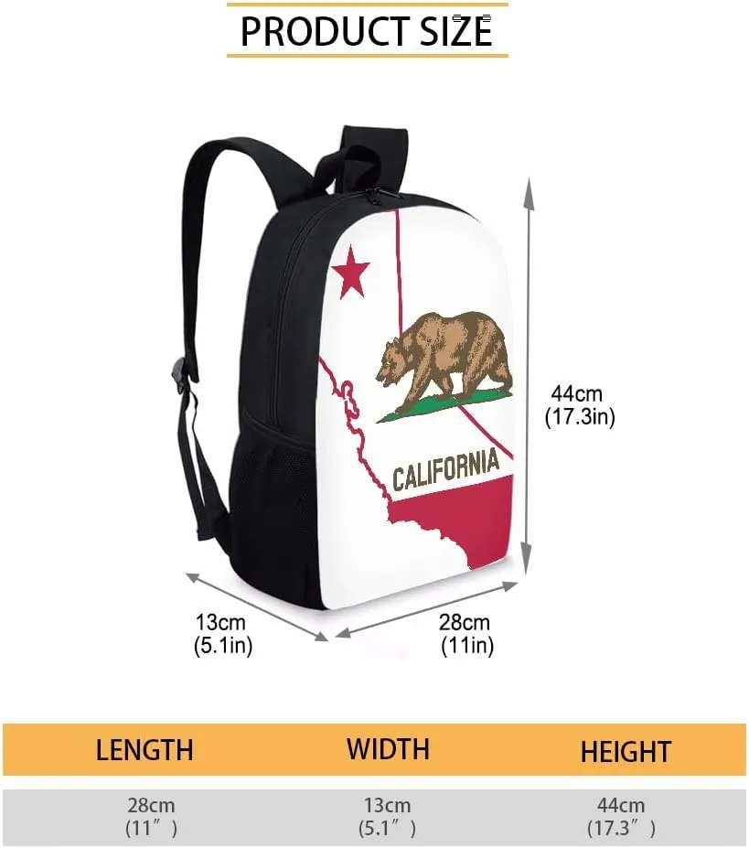 California State Map School Backpack For Girls Boys Kids,Lightweight Elementary Student Bookbag Perfect for Back to School