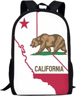 California State Map School Backpack For Girls Boys Kids,Lightweight Elementary Student Bookbag Perfect for Back to School