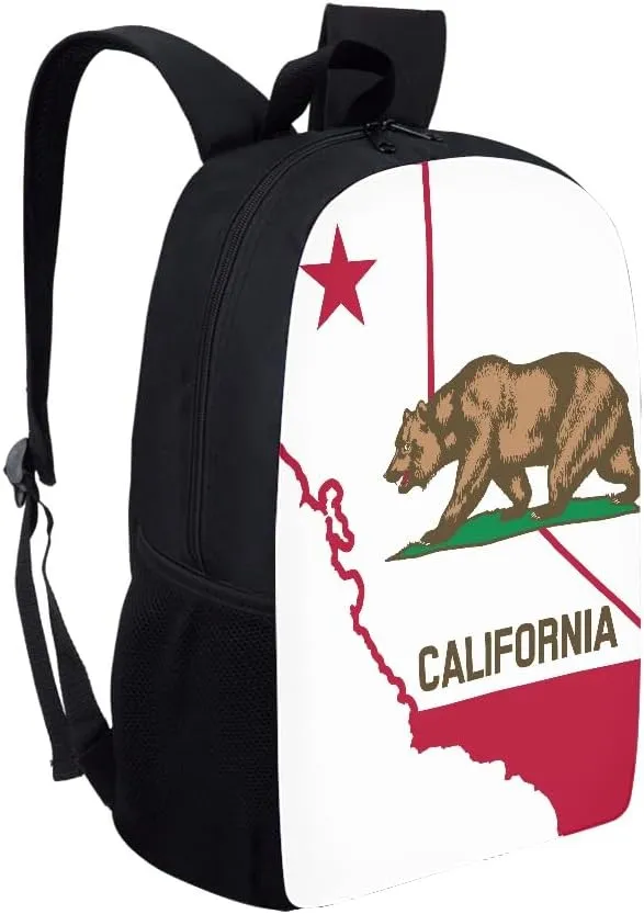 California State Map School Backpack For Girls Boys Kids,Lightweight Elementary Student Bookbag Perfect for Back to School