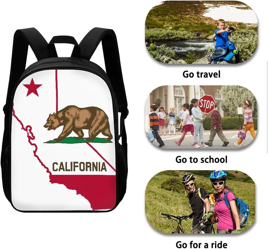California State Map School Backpack For Girls Boys Kids,Lightweight Elementary Student Bookbag Perfect for Back to School