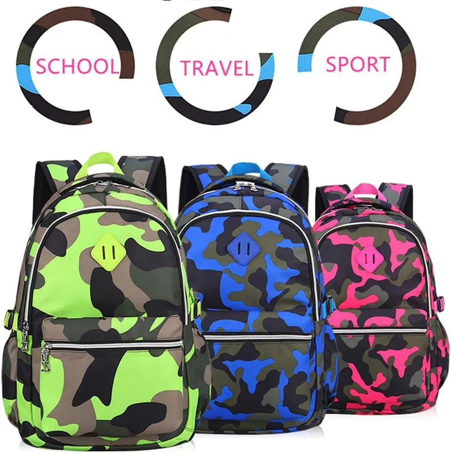 Camo Backpack Set with Lunch Bag Lightweight Waterproof School Backpack Bookbag for Boys Girls