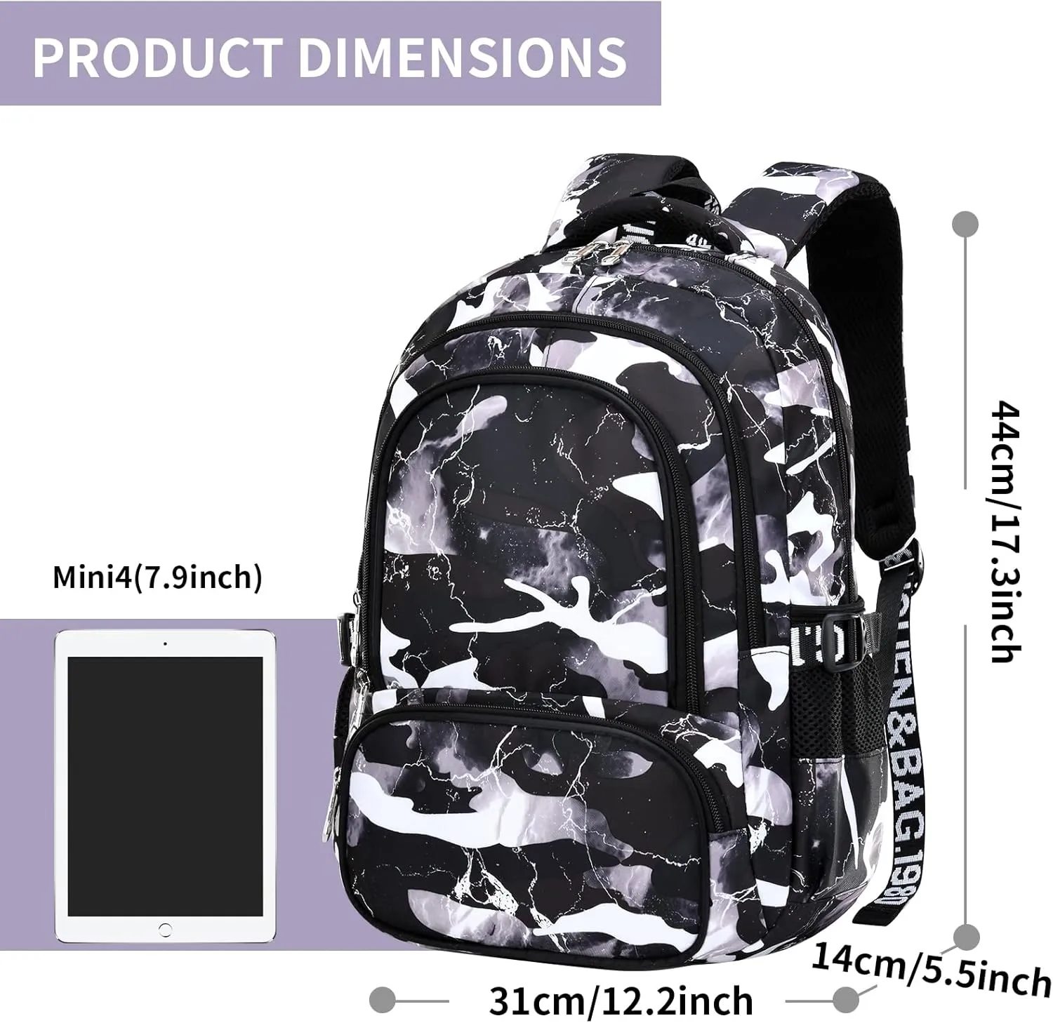 Camo Backpack Set with Lunch Bag Lightweight Waterproof School Backpack Bookbag for Boys Girls