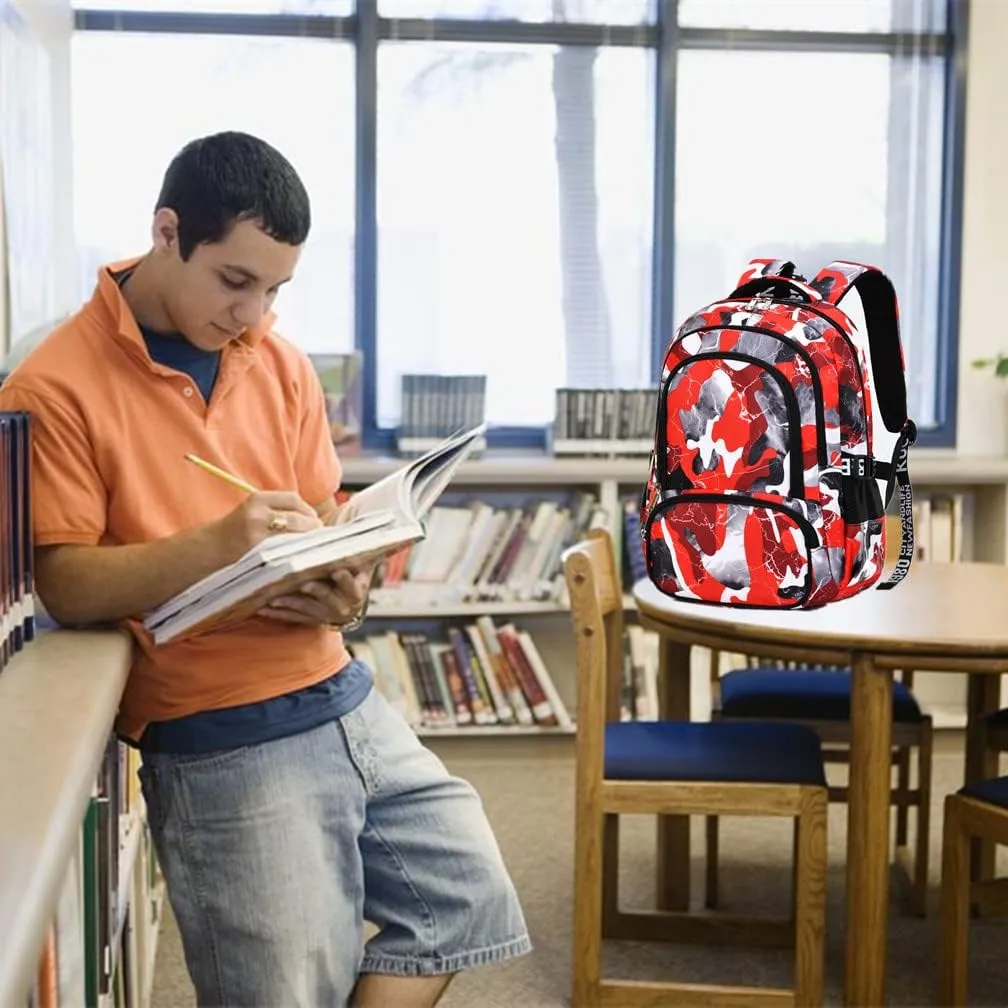 Camo Backpack Set with Lunch Bag Lightweight Waterproof School Backpack Bookbag for Boys Girls