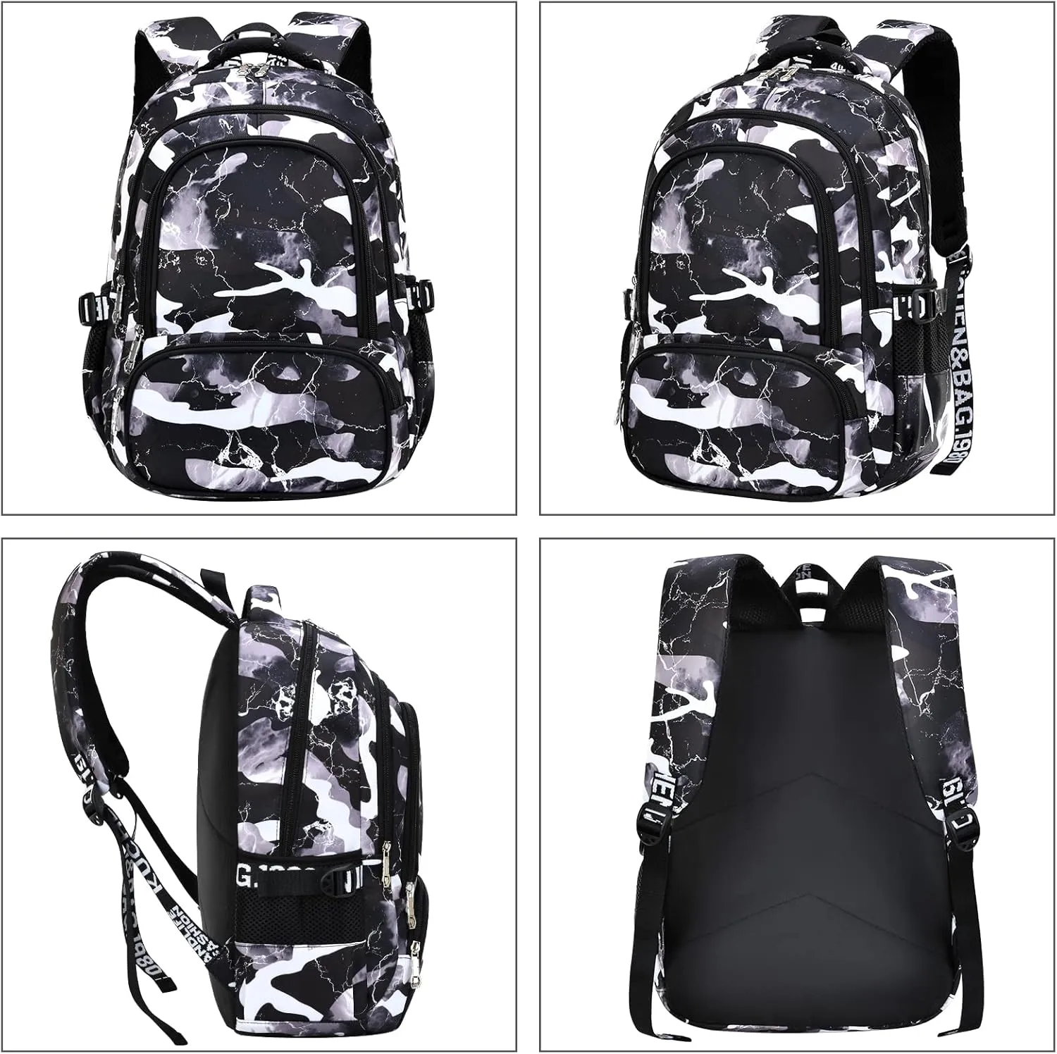 Camo Backpack Set with Lunch Bag Lightweight Waterproof School Backpack Bookbag for Boys Girls