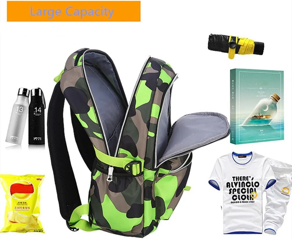 Camo Backpack Set with Lunch Bag Lightweight Waterproof School Backpack Bookbag for Boys Girls