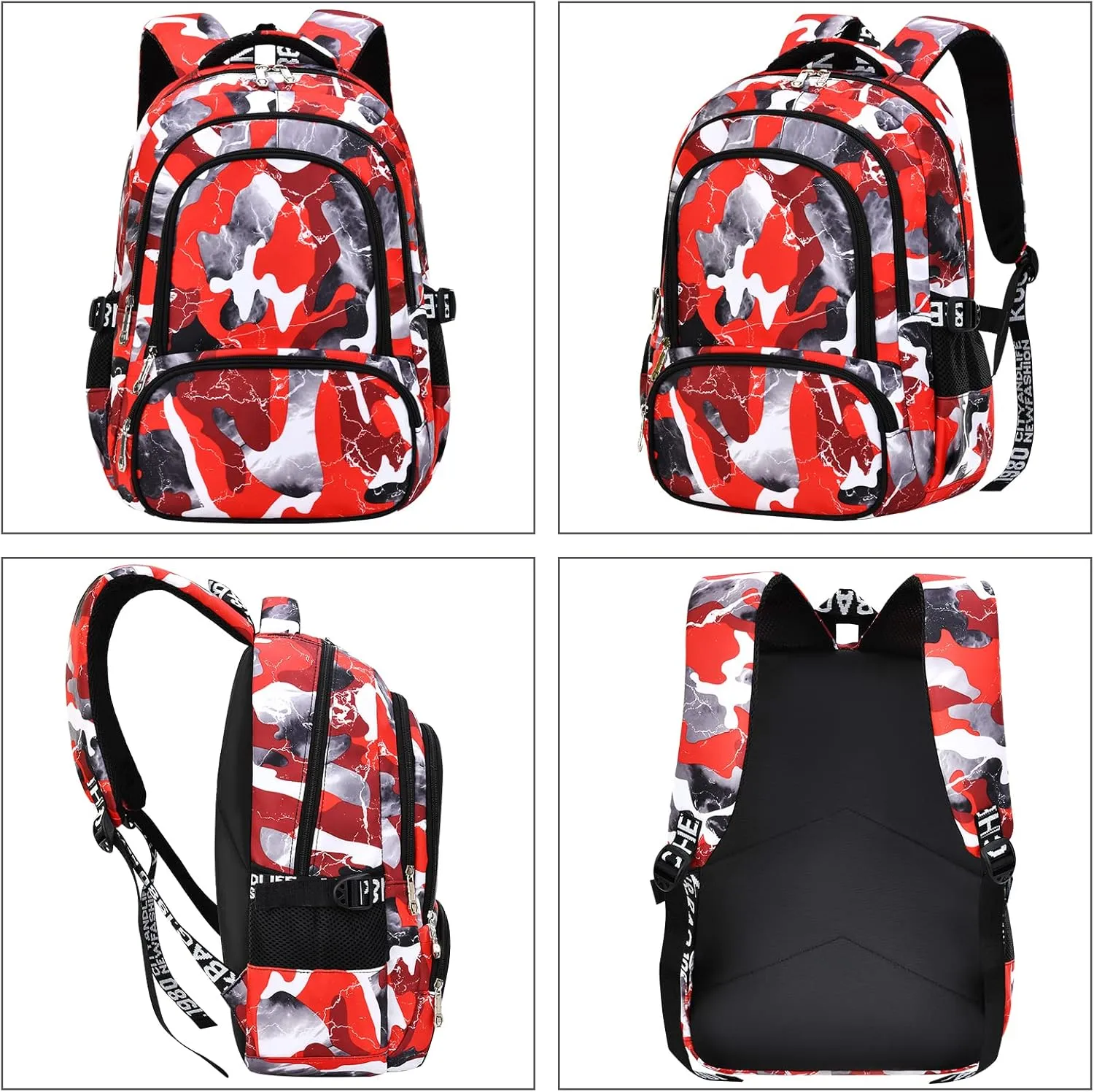 Camo Backpack Set with Lunch Bag Lightweight Waterproof School Backpack Bookbag for Boys Girls