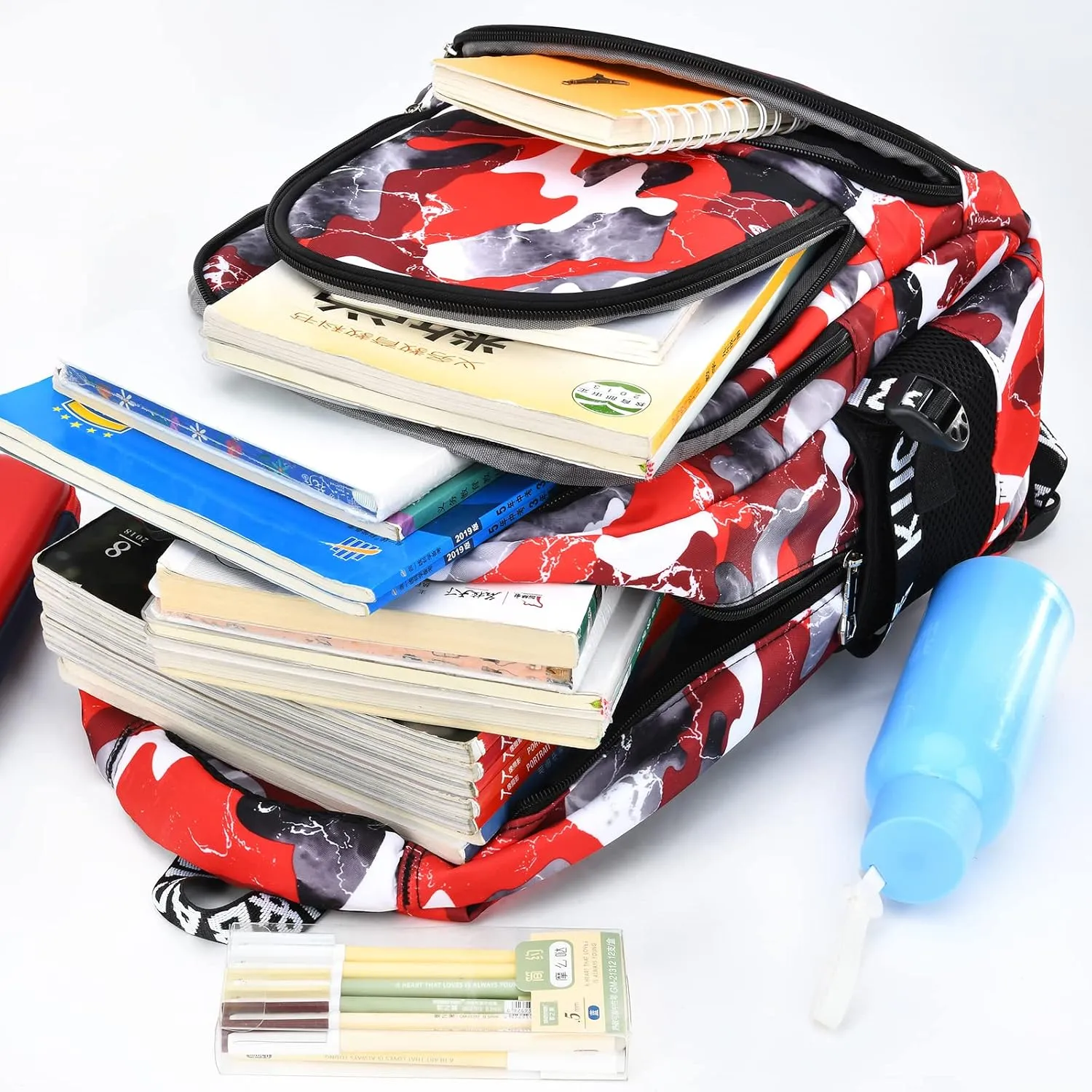 Camo Backpack Set with Lunch Bag Lightweight Waterproof School Backpack Bookbag for Boys Girls