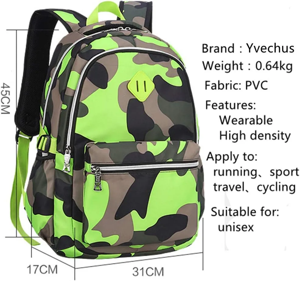 Camo Backpack Set with Lunch Bag Lightweight Waterproof School Backpack Bookbag for Boys Girls