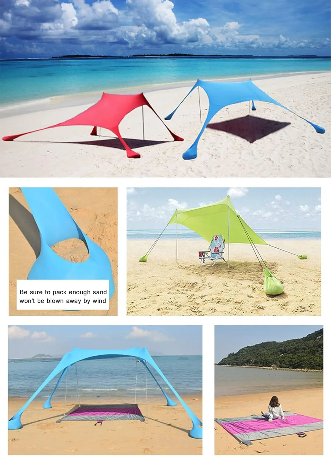 Camping Tarp Sun Shelter, Waterproof Camping Tent Tarp, Portable Lightweight Anti UV Awning Canopy, for Camping Trips Fishing Backyard Parks Picnics,H