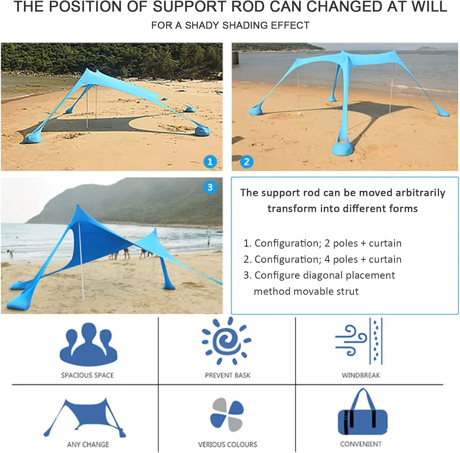 Camping Tarp Sun Shelter, Waterproof Camping Tent Tarp, Portable Lightweight Anti UV Awning Canopy, for Camping Trips Fishing Backyard Parks Picnics,H