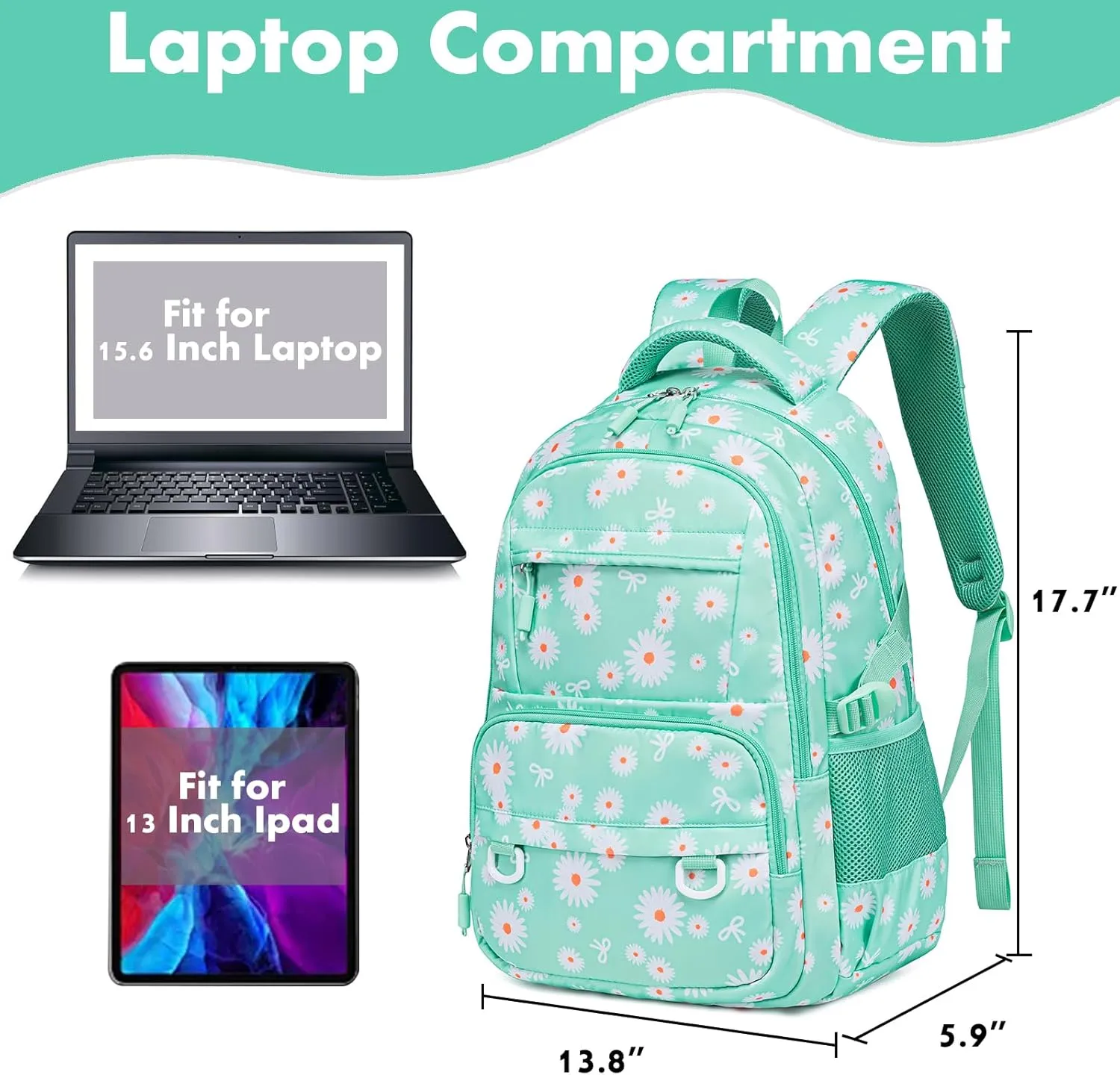 CAMTOP Laptop Backpack 15.6 Inch College Middle School BookBag Travel Backpacks Casual Daypacks