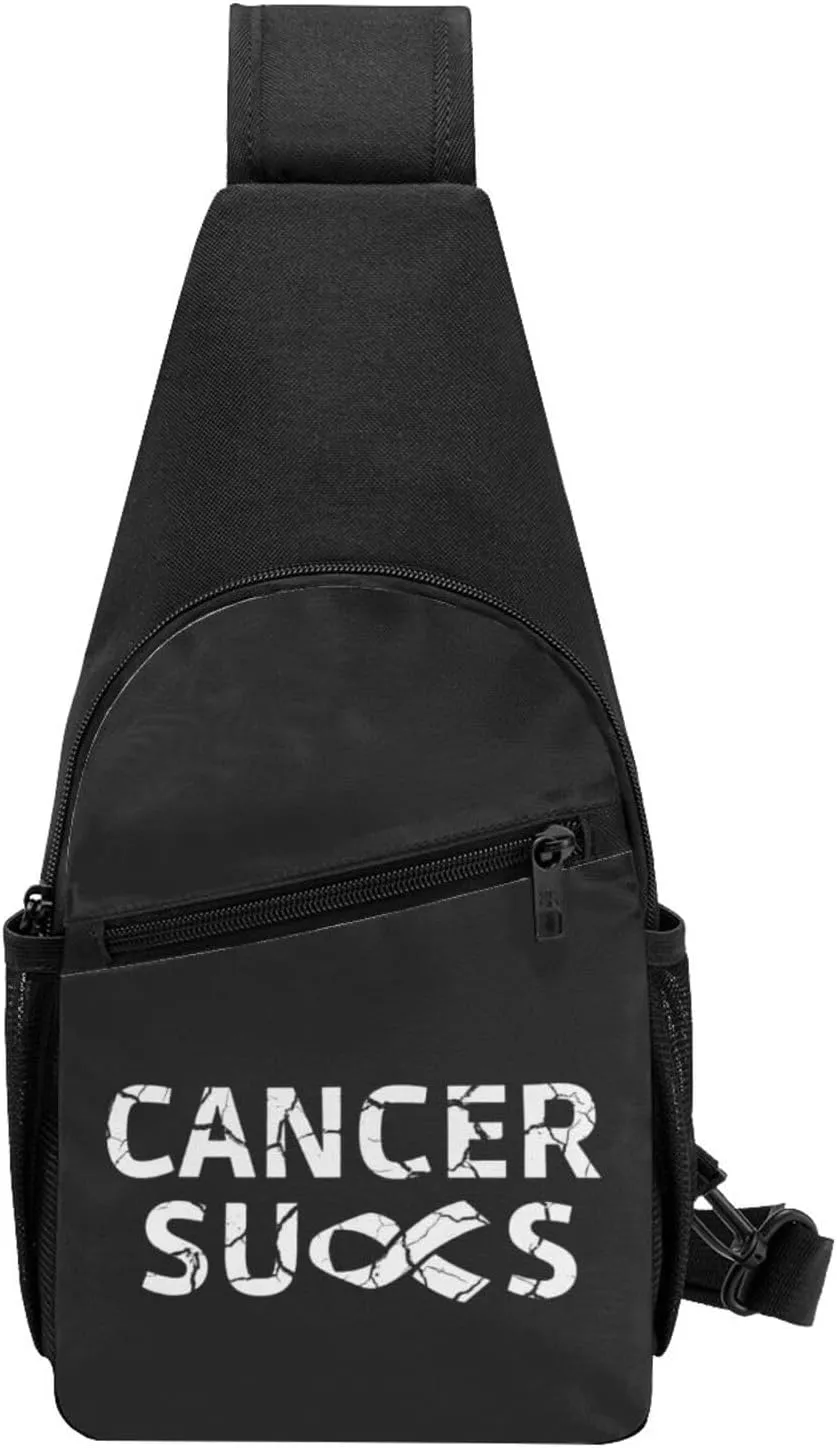 Cancer Sucks Sling Bag Crossbody Backpack Shoulder Casual Daypack Bags for Men Women