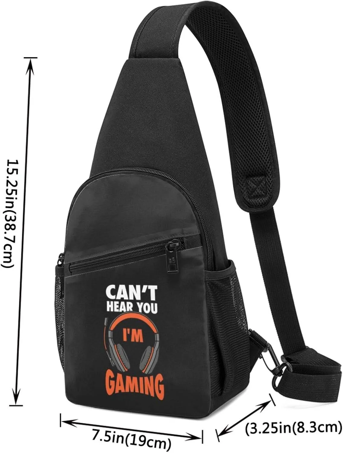 Can't Hear You I'm Gaming Sling Bag Crossbody Backpack Shoulder Casual Daypack Bags for Men Women