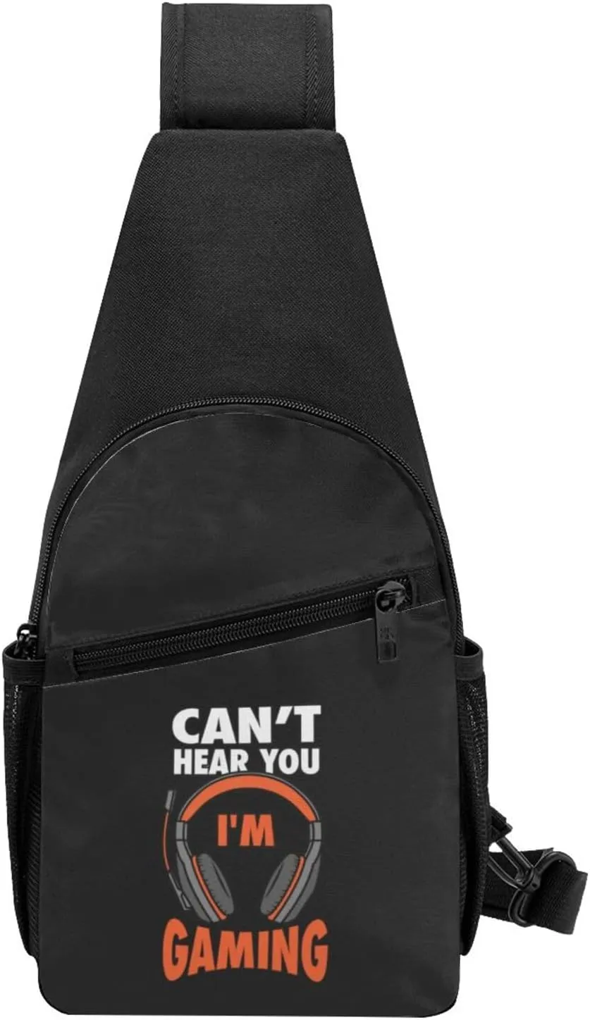 Can't Hear You I'm Gaming Sling Bag Crossbody Backpack Shoulder Casual Daypack Bags for Men Women