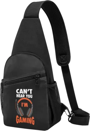Can't Hear You I'm Gaming Sling Bag Crossbody Backpack Shoulder Casual Daypack Bags for Men Women