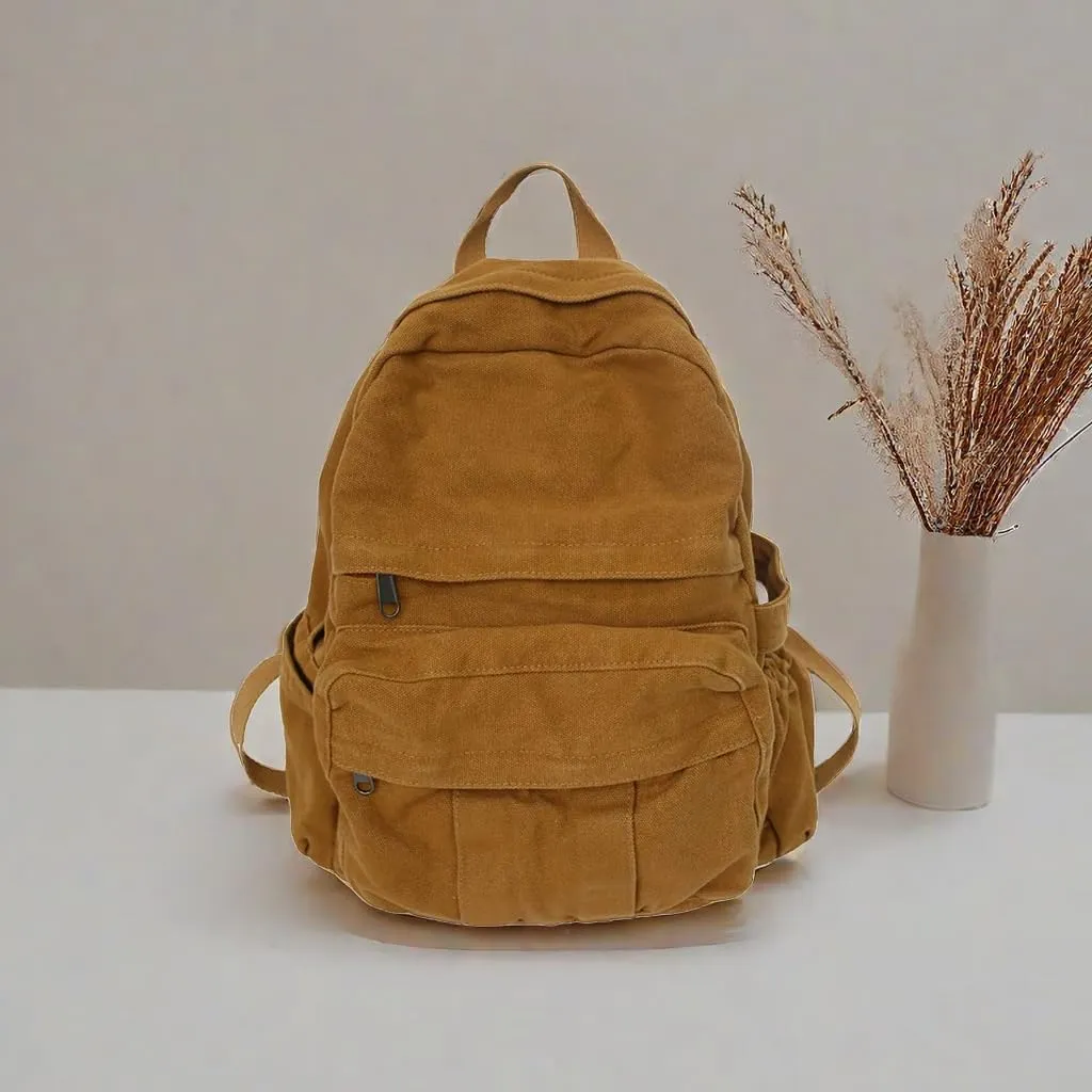 Canvas Backpack for Women Cute Backpack for Women Vintage Laptop Aesthetic Knapsack-Brown