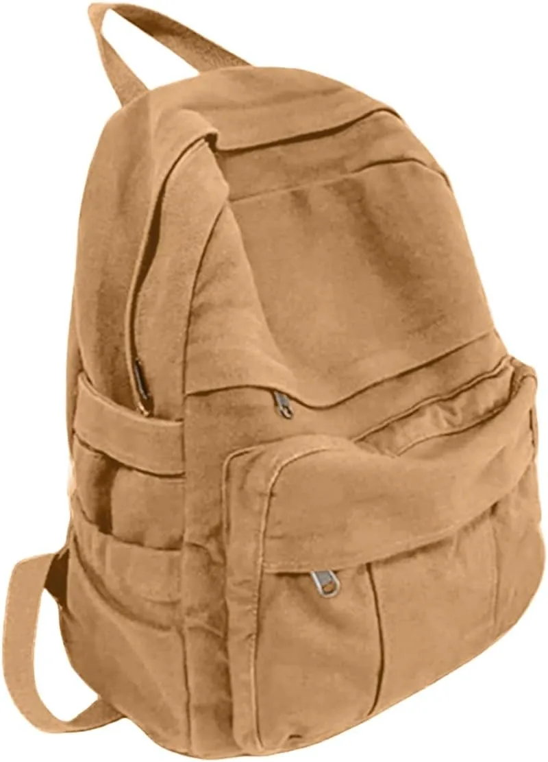 Canvas Backpack for Women Cute Backpack for Women Vintage Laptop Aesthetic Knapsack-Brown