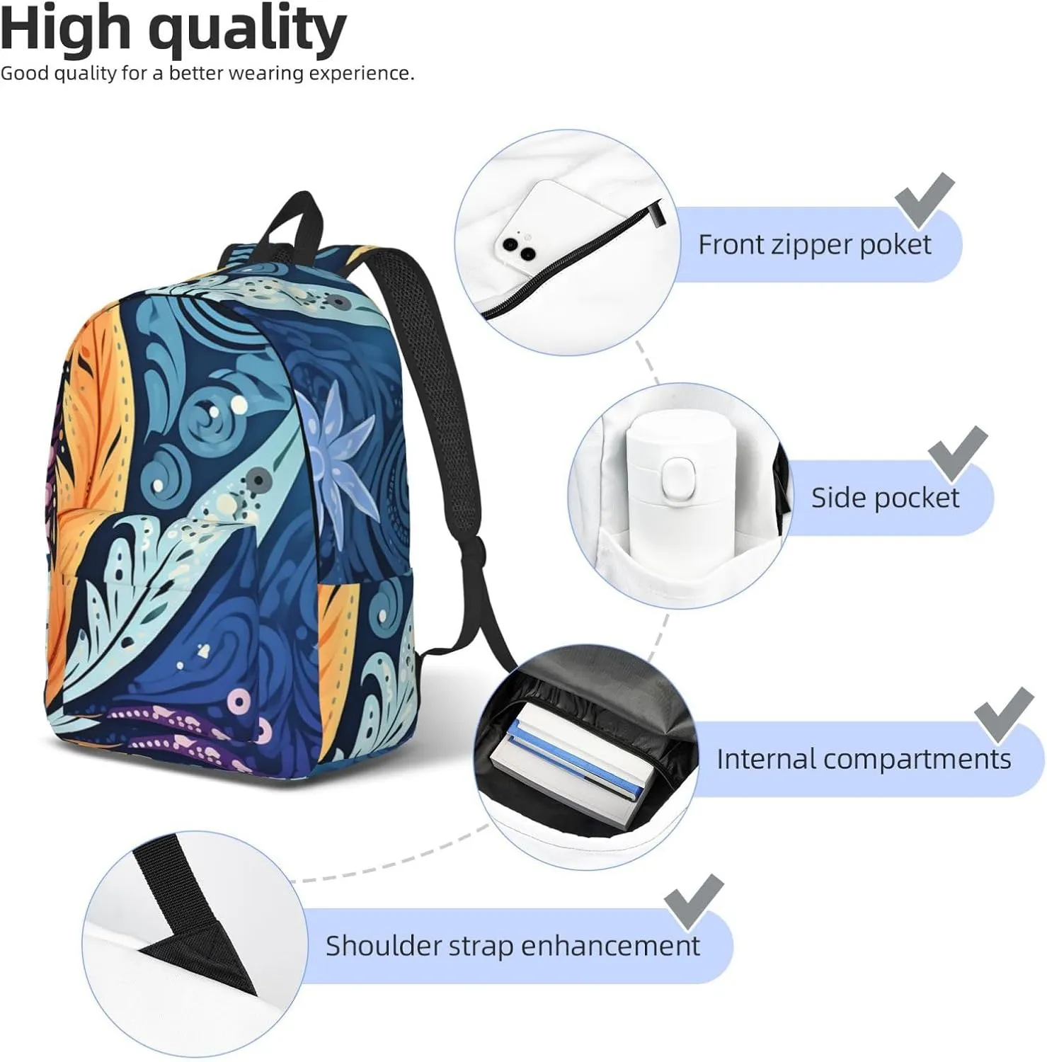 Canvas Backpack Lightweight Laptop Backpack for Men Women Aboriginal patterns Backpack Casual Daypack for Travel