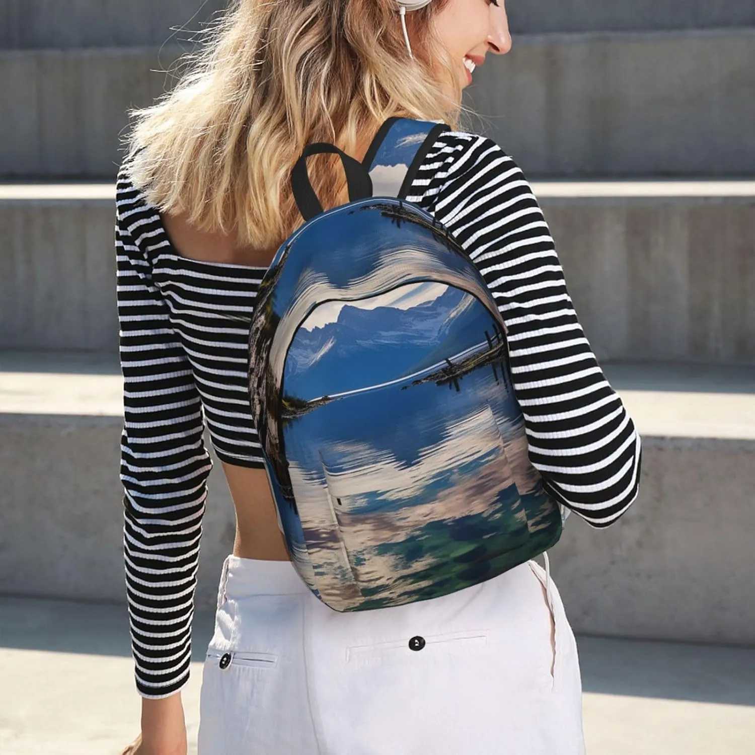 Canvas Backpack National park lake Travel Laptop Backpack Casual Daypack Carry On Rucksack for Men Women Small